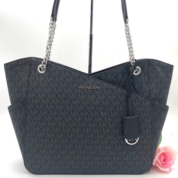 Michael Kors Large X Chain Shoulder Tote Bag Black (NWT) - Picture 2 of 10